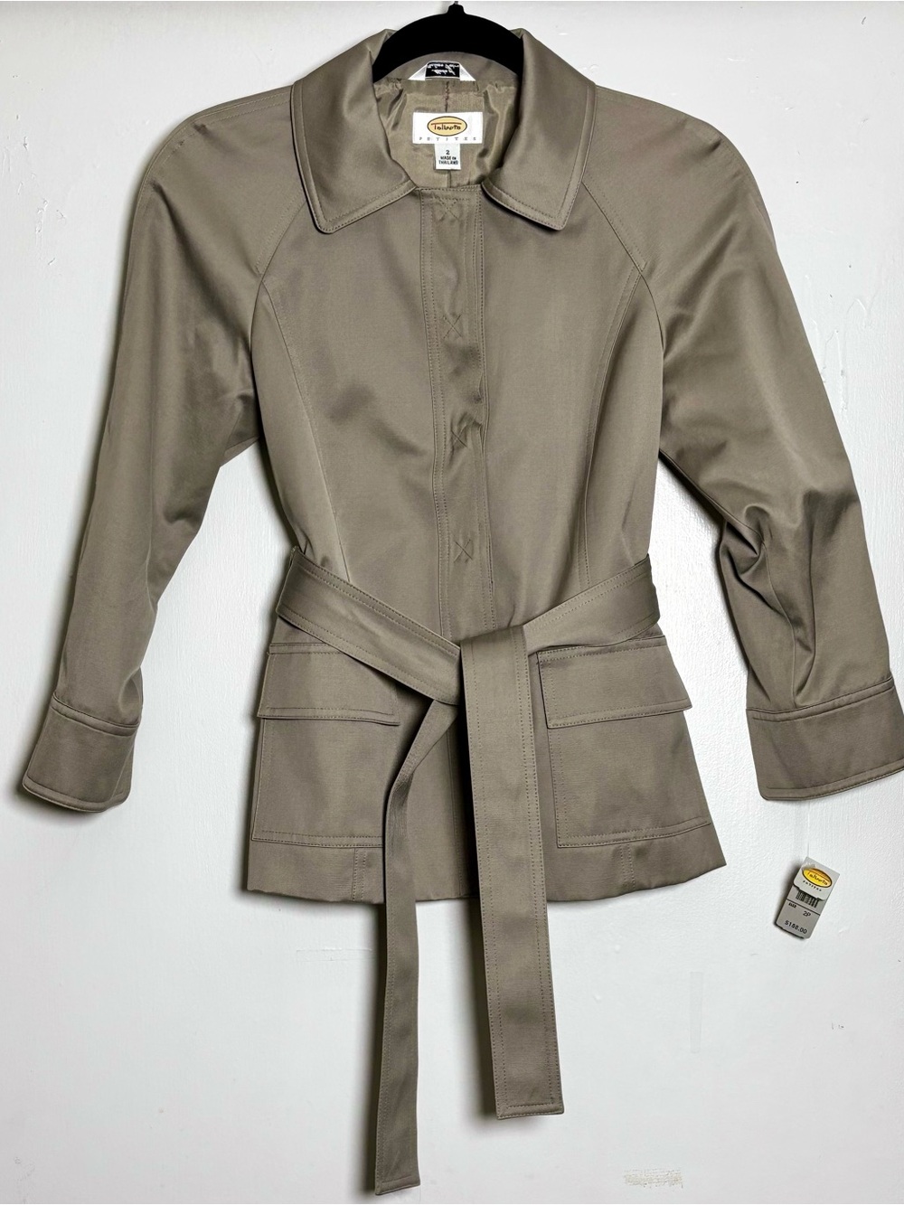 Talbots Vintage Short Trench Coat Khaki Taupe Size 2P NWT
